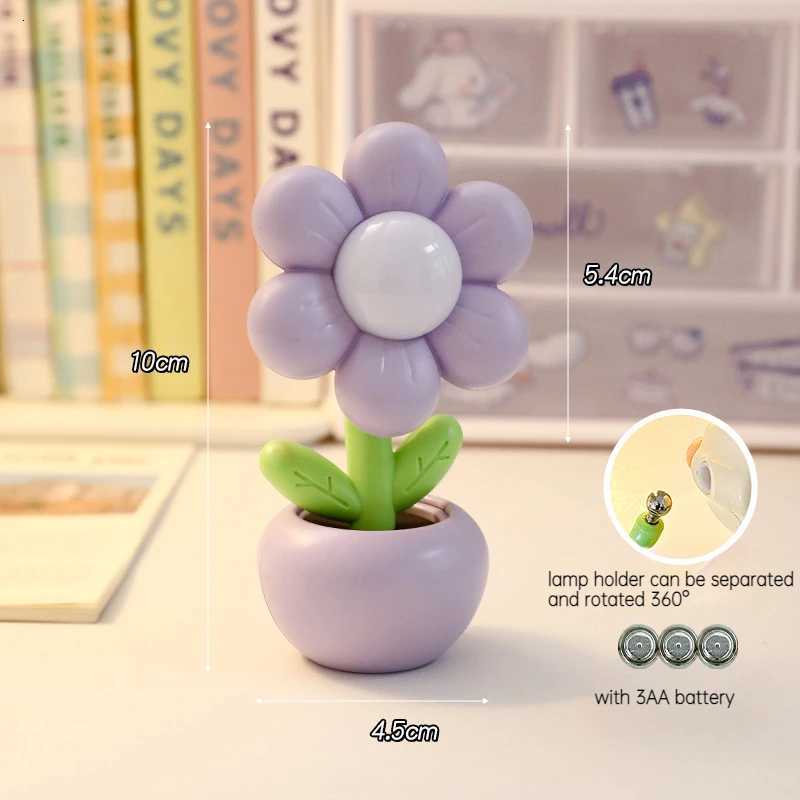 Mini LED Floral Potted Night Light for Bedroom Desk Mini Table Lamp Desktop Childrens Creative Gift Decoration Night Lamp XJ250725