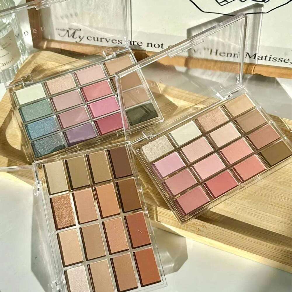 Low Saturation Shadow Palette 16 Colors Glitter Earth Brown Color Shiny Acrylic Eyeshadows Pearl Matte Daily Eye Makeup