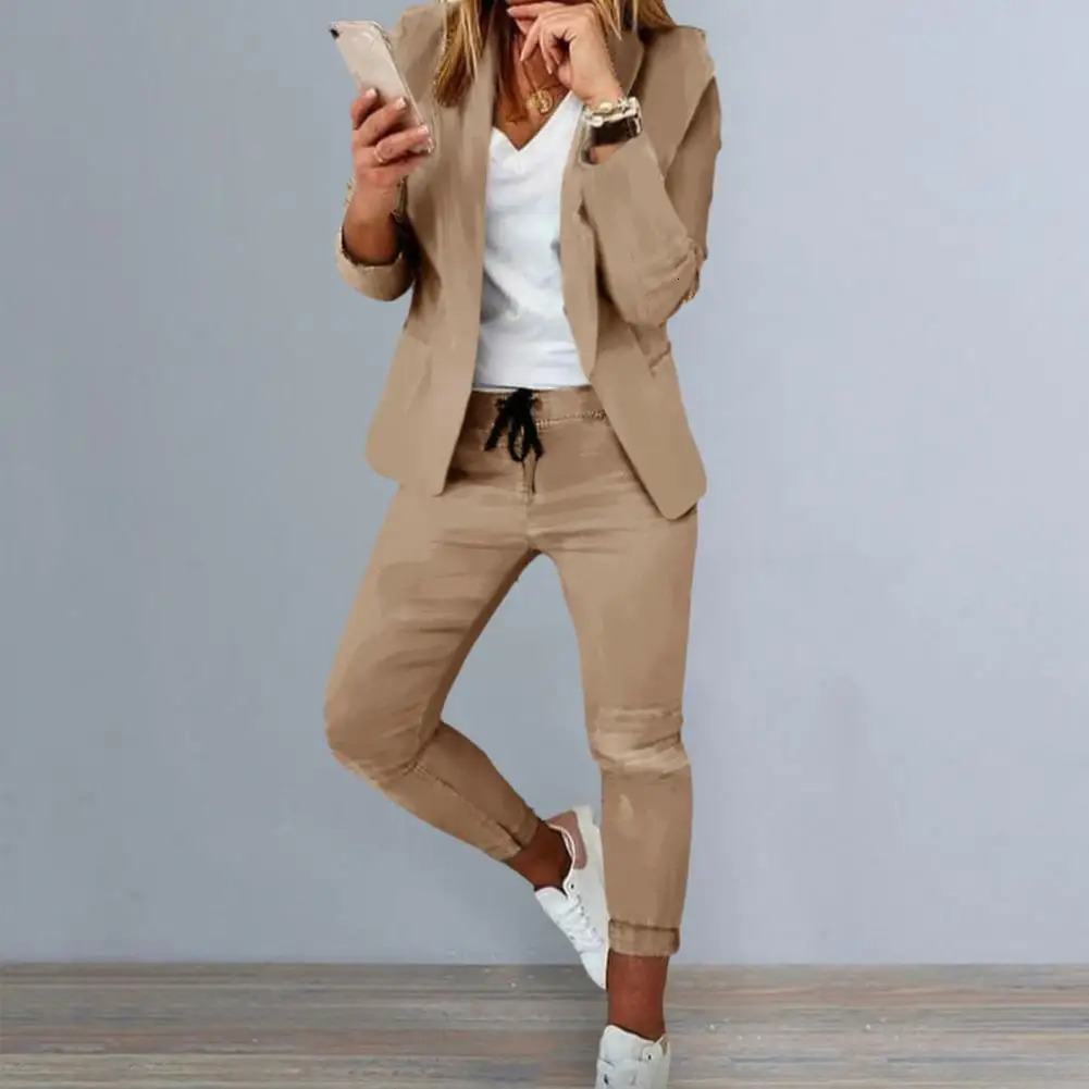 Women Fashion Two Pieces Sets Office Wear Blazers Coat And Pants Female 250723