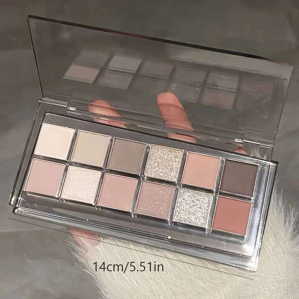 12 Eyeshadow Palette, Shimmer and Matte Nude Tones Versatile Daily Makeup Shades Long-Lasting Color Display