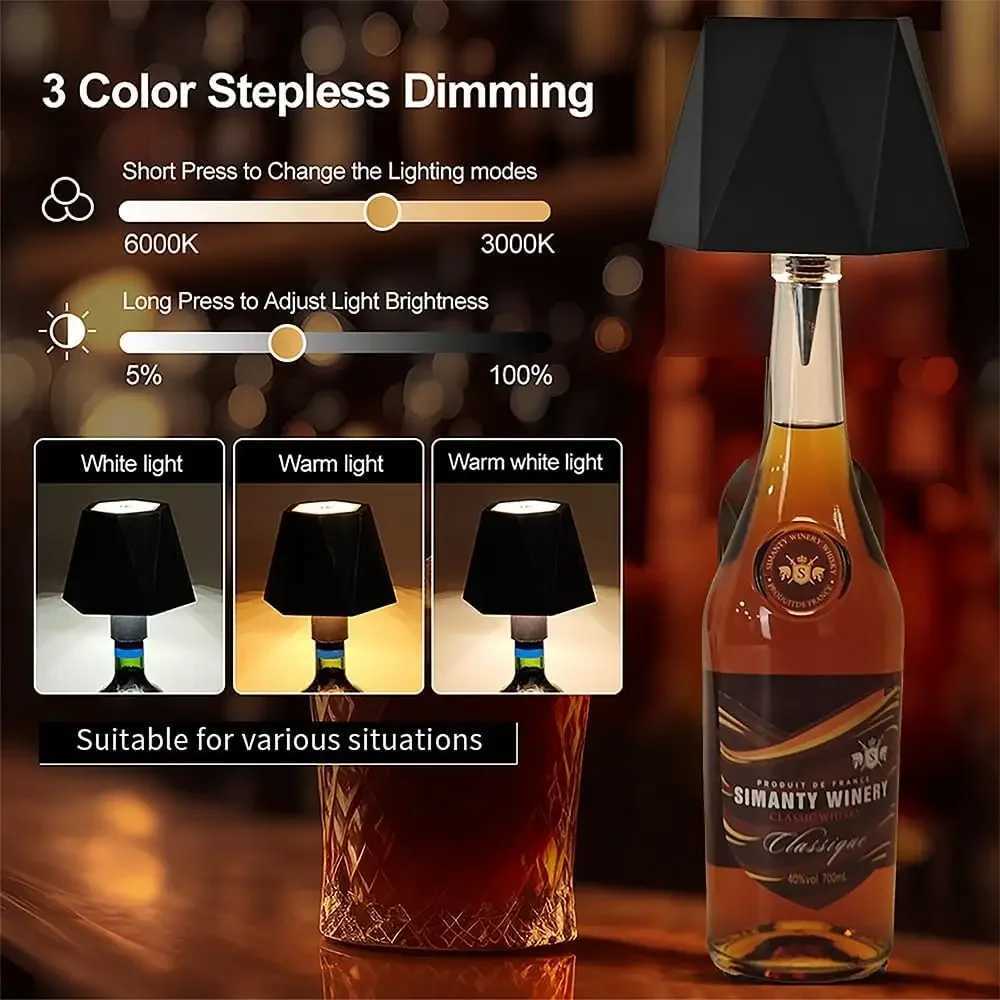 Wireless Bottle Table Lamp Touch Control of 3 Colors and Stepless Dimming Night Lamp For Bar Wine Bottles Decor Desk Lights XJ250725