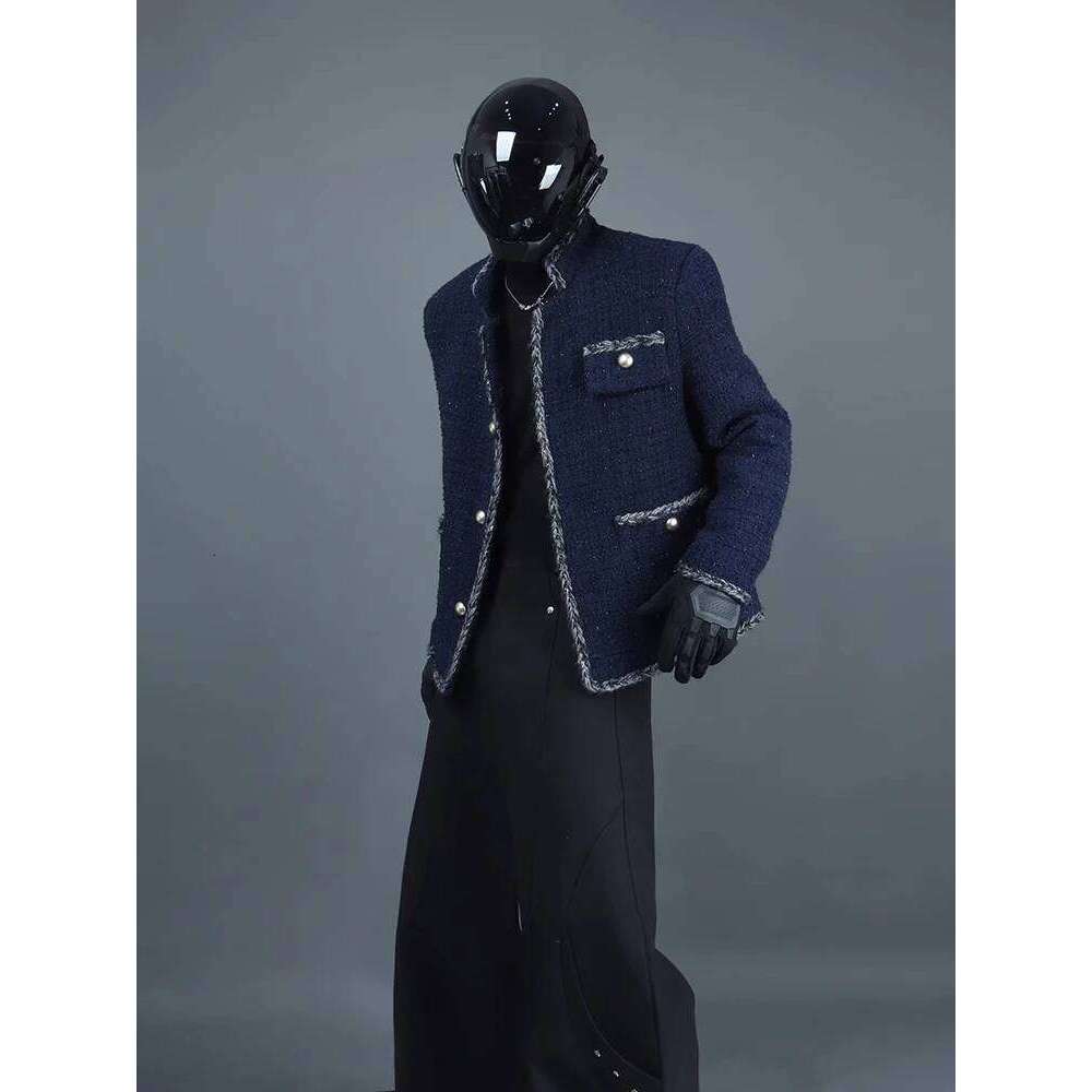 Original Small Fragrant Bright Silk Tweed Woven Jackets Men's 2025 Spring Autumn New Exquisite Fashion Shoulder Padded Jacket