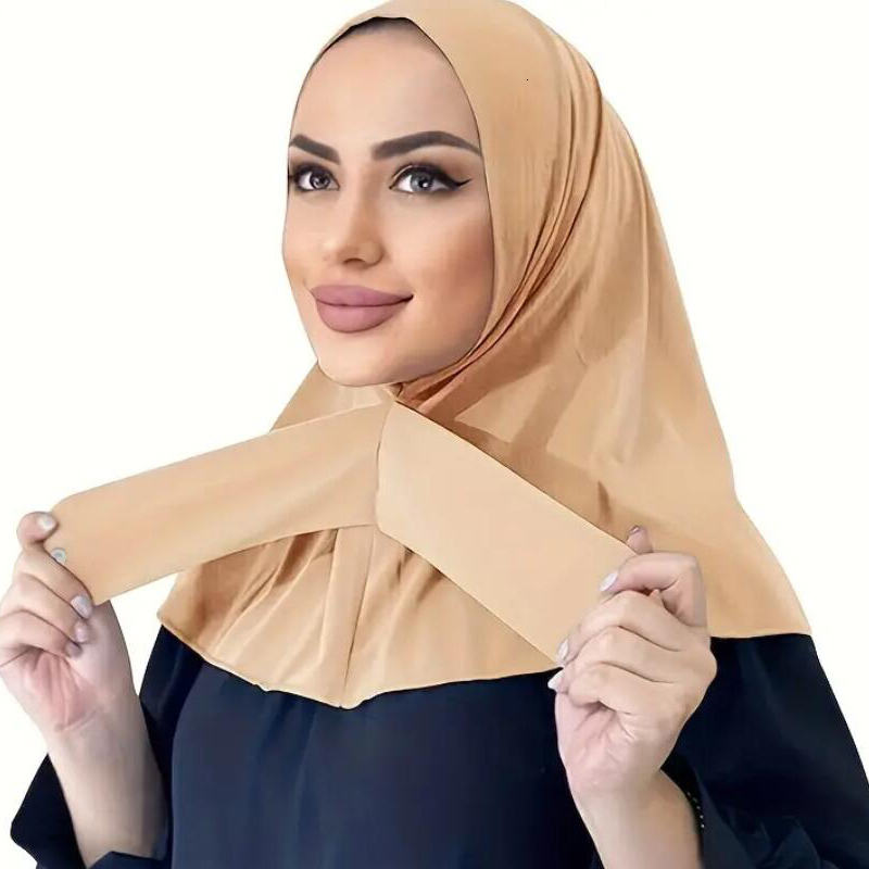 Khimar Jersey Hijabs for Woman Islam Turbans Easy to Wear Instant Bonnet Turban Adjustable with Tie-Back Headscarf