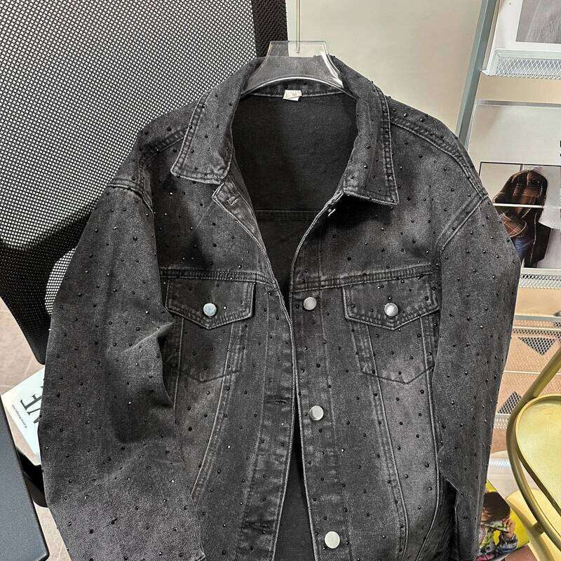 Male Chic Hot Dia Jackets Men's 2025 Autumn New High-End Retro Trendy Loose Lapel Coats Versatile Denim Jacket