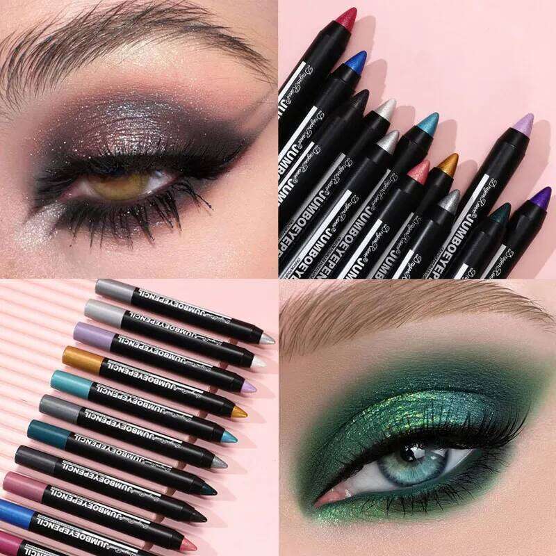 12 Colors Smoky Eyeshadow Pencil Stick Waterproof Pearlescent Metallic Glitter Long Lasting Eye Shadow Highlighter Makeup Tool X25072