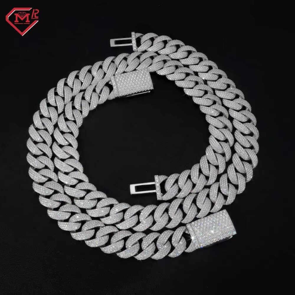 Stock 20MM Miami Moissanite Cuban Chain Hiphop Iced Out Jewelry 925 Silver Cuban Link Chain