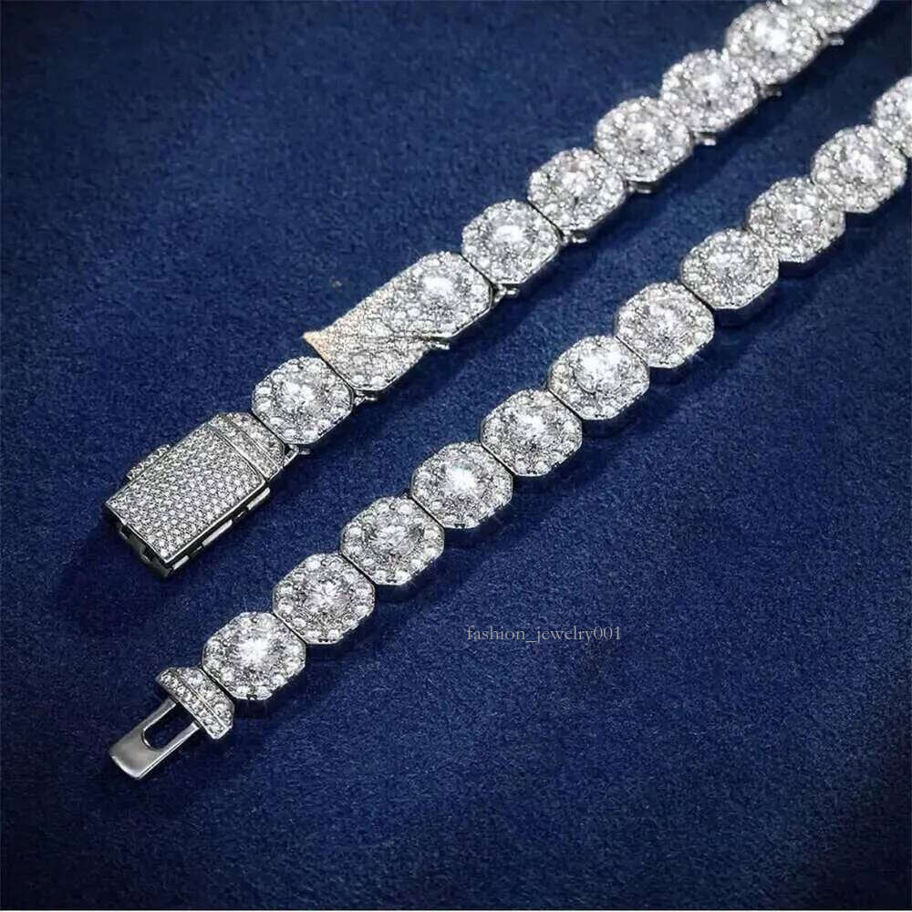 Fire Jewelry 6mm 10mm Sterling Sier d Color Vvs Moissanite Dia Cluster Tennis Chain Necklace for Men Women
