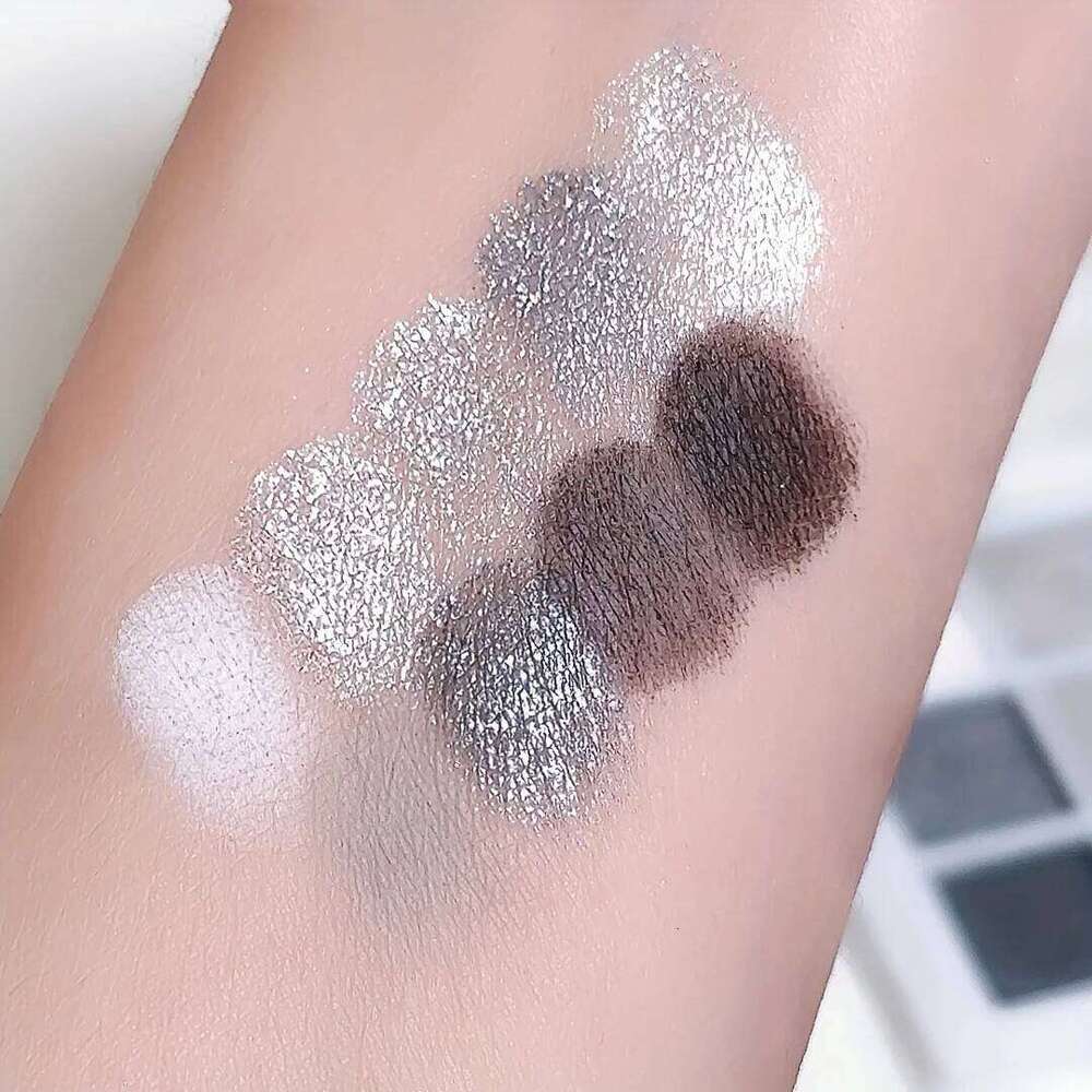 9 Colors Eyeshadow Palette, Dark Black Grey Siery Color Shimmer Matte Glitter Finish y Style