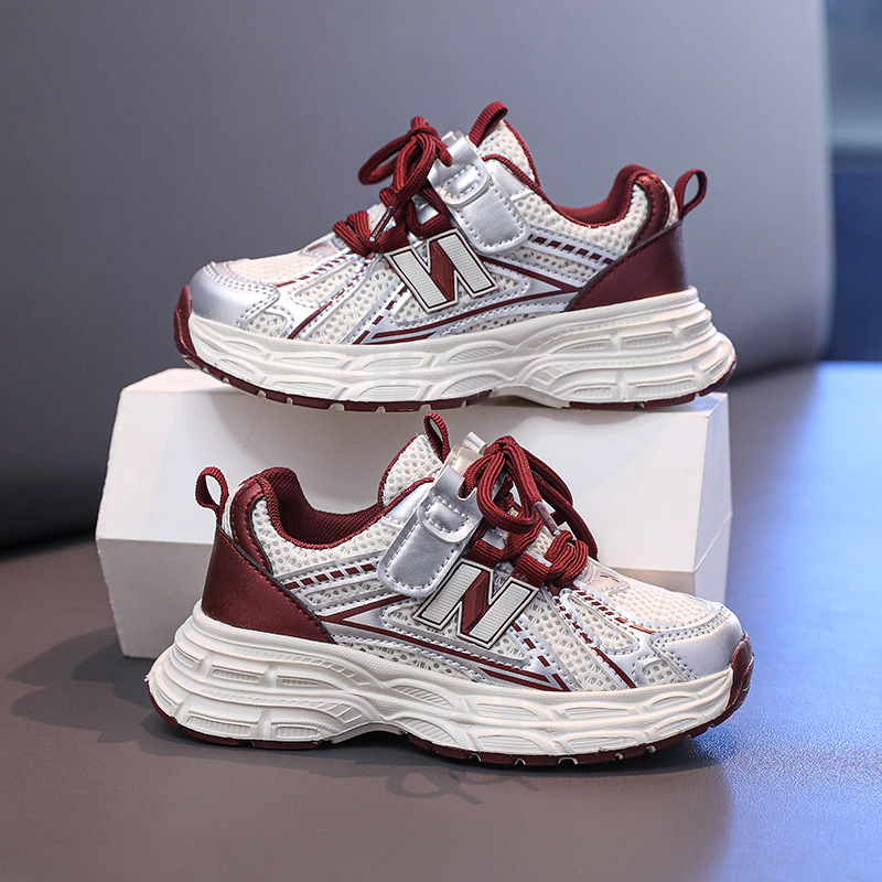 Red dad shoes for boys, new children's sports shoes for spring 2025 new running shoes for middle and older boys in spring and autumn