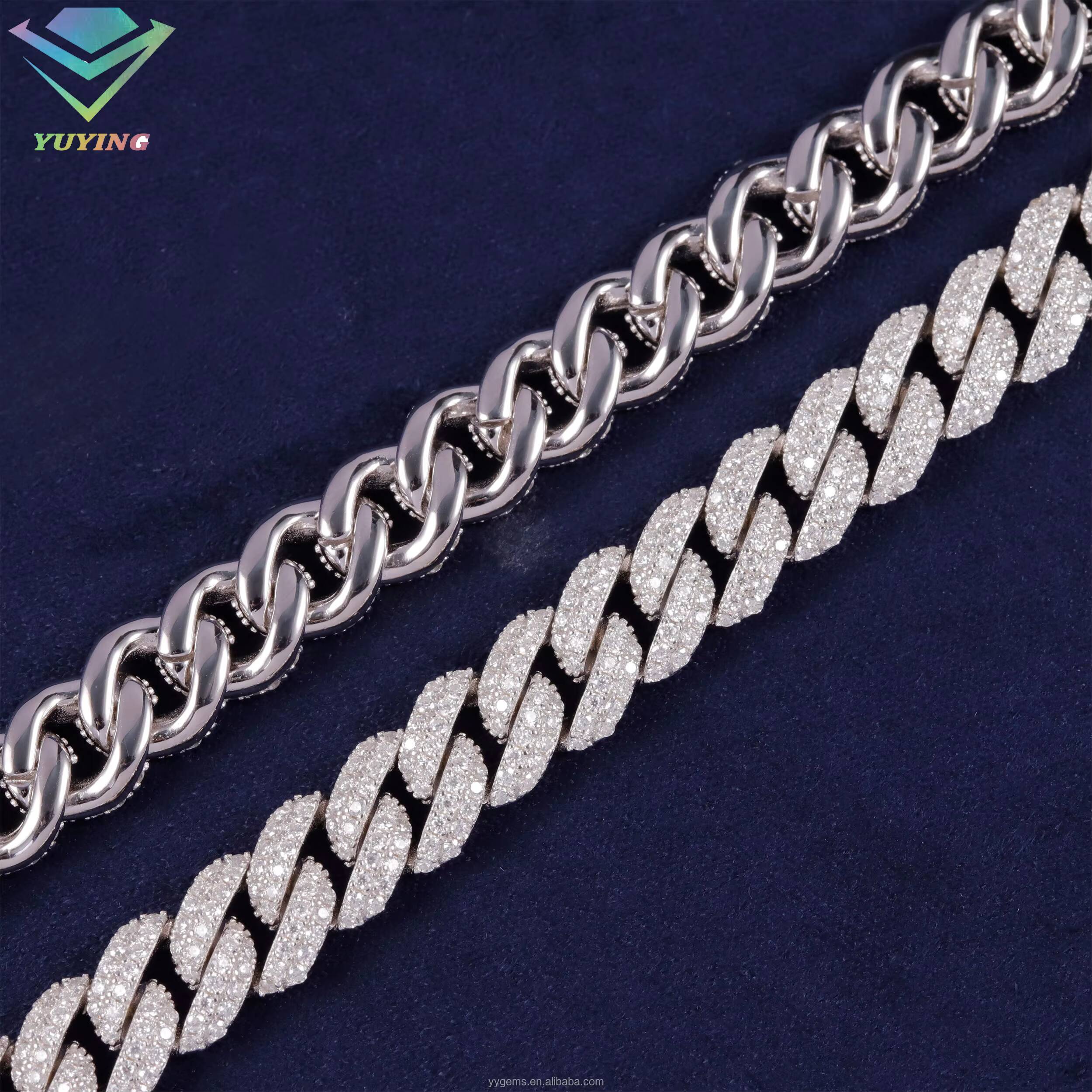 2025RTS Hot-sale 9 mm Cuban Link Chian Vvs Moissanite Pass Diamond Tester 925 Sterling Silver Fine Jewelry Necklaces for Men