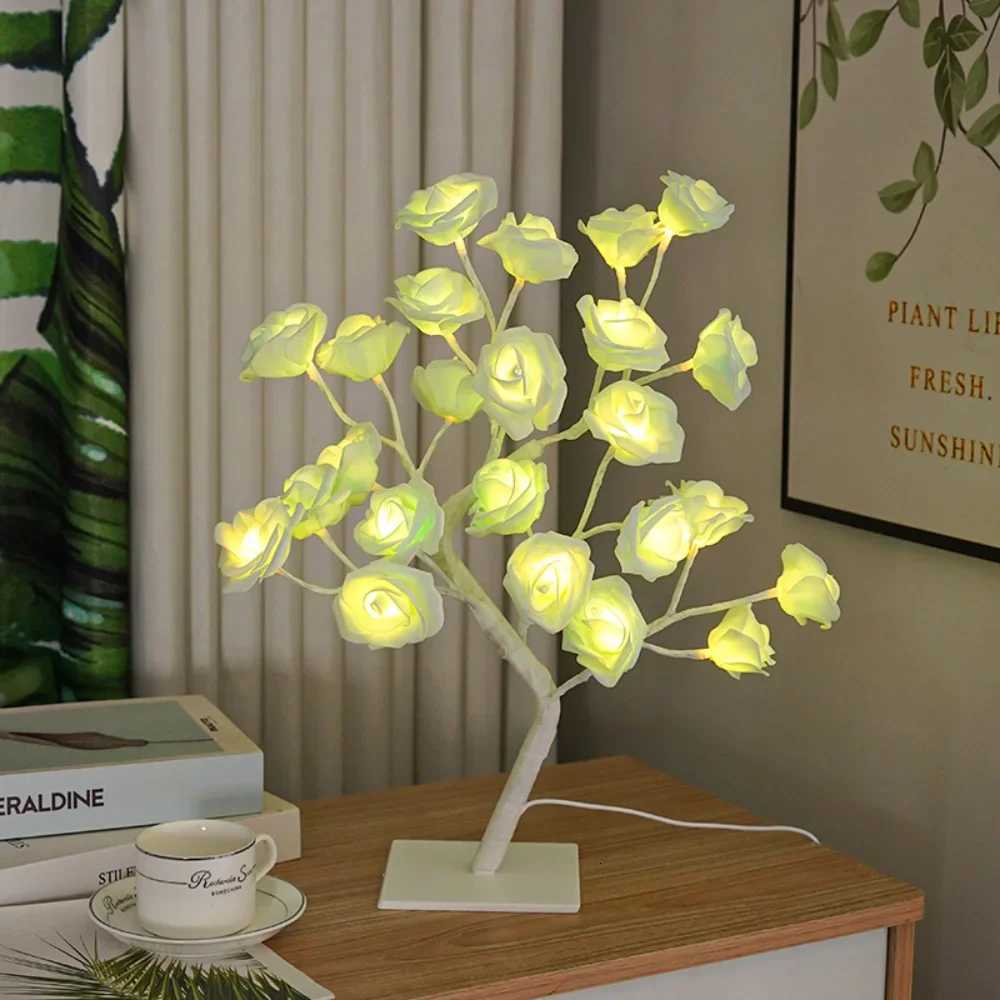 24 LED Rose Lamp Rose Light Tree Table Top Decorations for Wedding Mothers Day Valentines Day Decorations Gift for Girls MomXJ250725