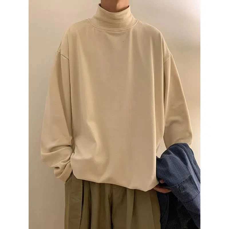 Yasuk Autumn Winter Fashion Man Solid Casual TShirts TurtleneCK Mens Loose Slim Bottom Double Faced Velvet Sweater Cool Z250725