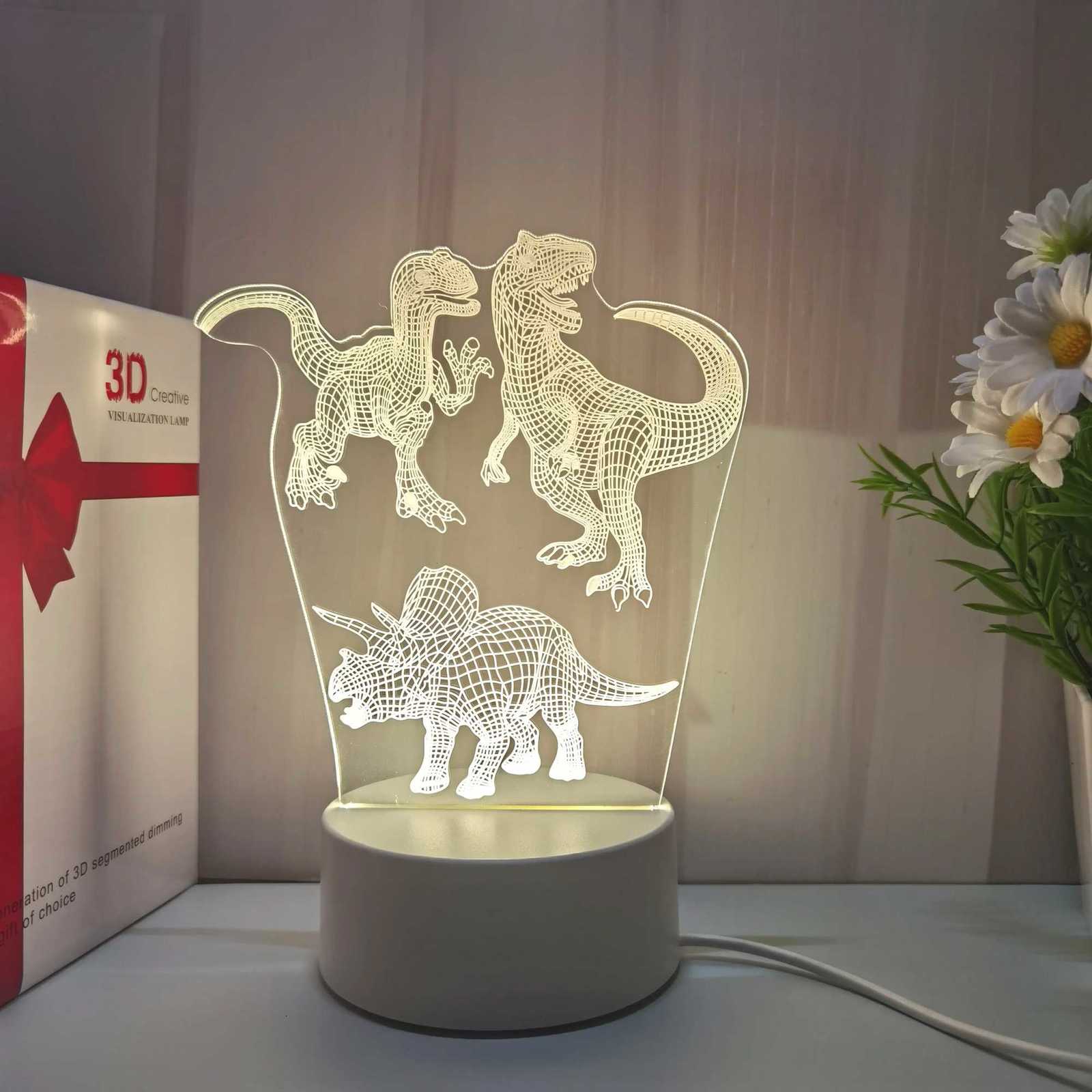 1pc Retro Dinosaur 3D Night Light USB Interface Table Light Holiday Atmosphere Decorative Lamp Holiday Gift for Friends XJ250725