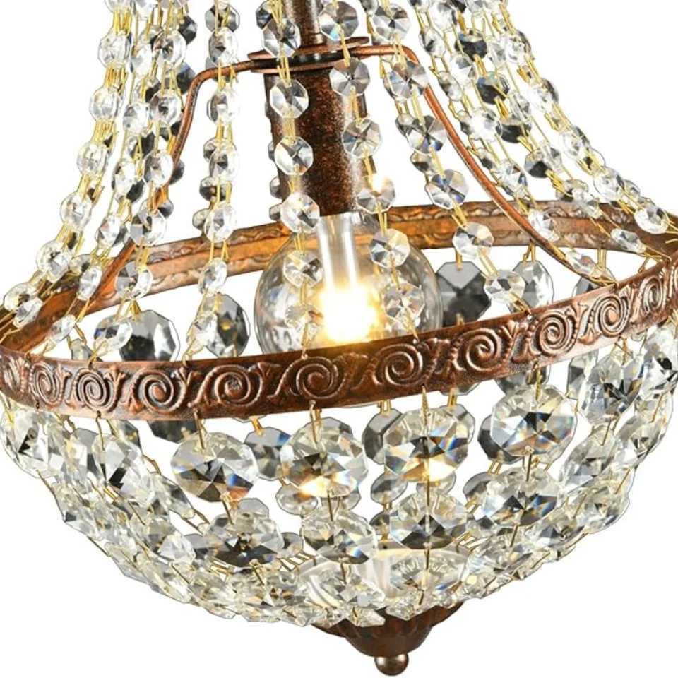 LED Crystal Chandelier Gold Vintage Industrial Dimmable Pendant Light Dining Table Lamp Hanging Room Crystal Pendant Lamp XJ250725