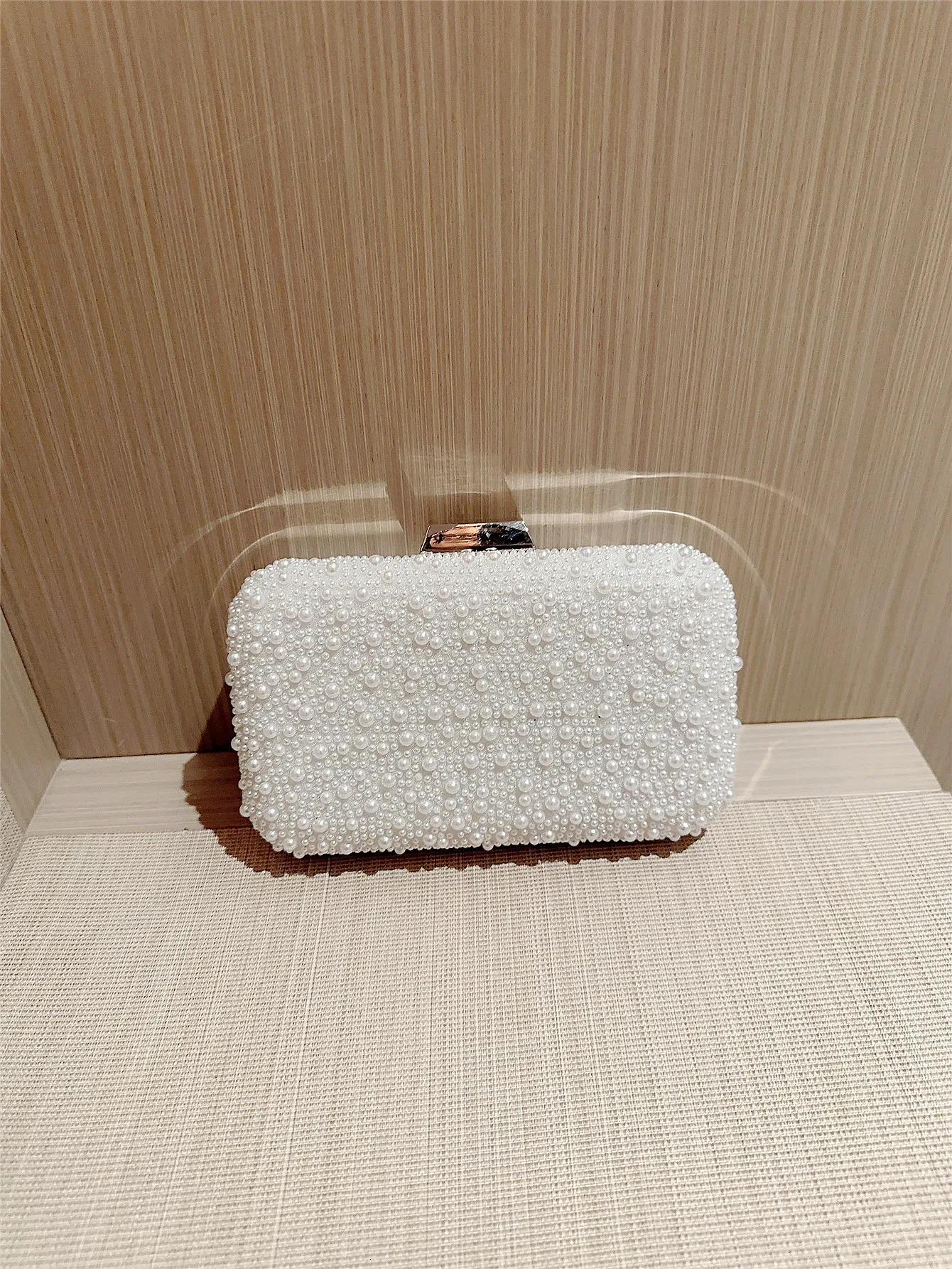 Pearl Square Box Type Evening Bag Beaded Clutch Chain Bag Banquet Bag Evening Bag Dress Bag Wedding Bag 250723