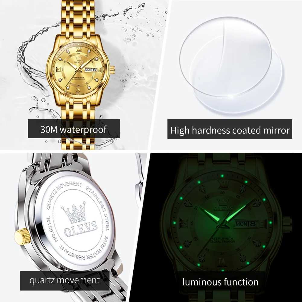 OLEVS Best Selling Fashion Stainless Steel Quartz Ladies Watch Luxury Dual Cndar Luminous Waterproof Elegant Watch for Women X250726
