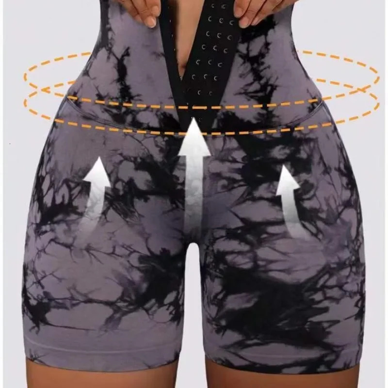 Women Tie Dye Leggings Seamless Knit Slim Shorts High Waist Double Butt Liftting Tights Gym Running Cycling Yoga Fitness Short 250725