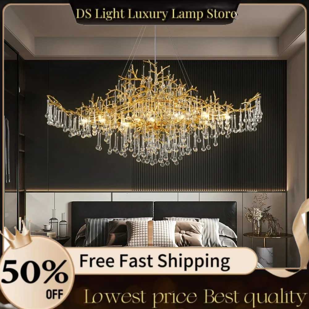 Modern Hanging Crystal Chandelier Dining Table Ceiling Branch Pendant Lights Scandinavian Chandelier for Living Room XJ250725