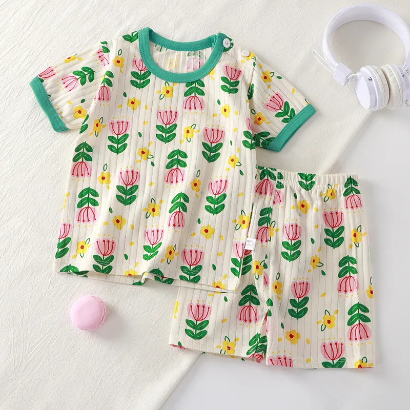 Kids Boys Girls Summer Clothing Sets Children Cute Cartoon Print Short Sleeve TShirt Tops With Shorts Toddler Baby Pajamas 250725