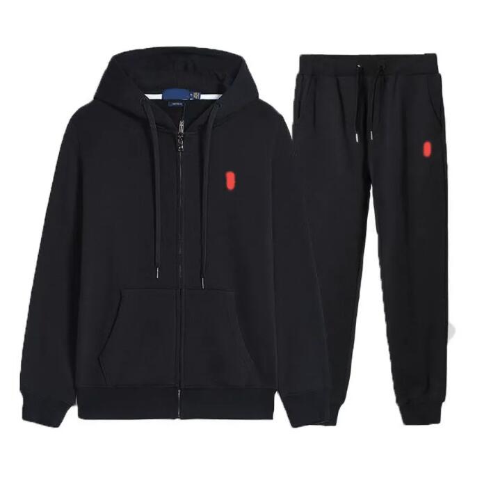 Mens Tracksuits Winter pony Embroidery warm Sportswear Set women polo hoodies Designer cardigan Zipper Jacket hoody with pants 2-piece sets