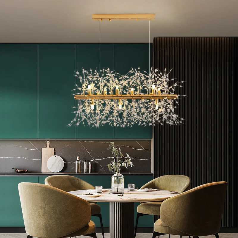 XCLuuHY Fireworks Chandelier Modern Crystal Stainless Steel Dandelion LED Ceiling Light Gold Chrome for Kitchen Dining BedroomXJ250725