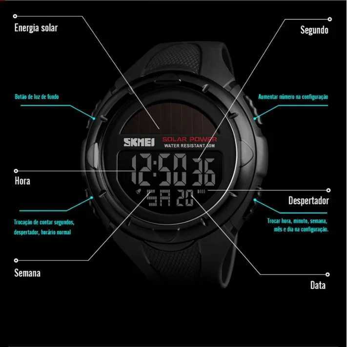 SKMEI 1405 Sport Digital Mens Wristwatches Solar Powered Environmentally Friendly Alarm M Clock reloj hbre Men Luminous Watches X250726