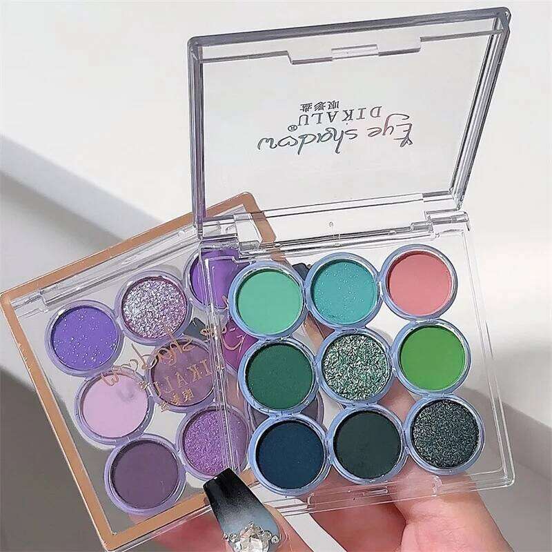 9Colors Glitter Eyeshadow ple Lace Shimmer Pearlescent Matte Acrylic Shadows Palette Waterproof Eye Make Up