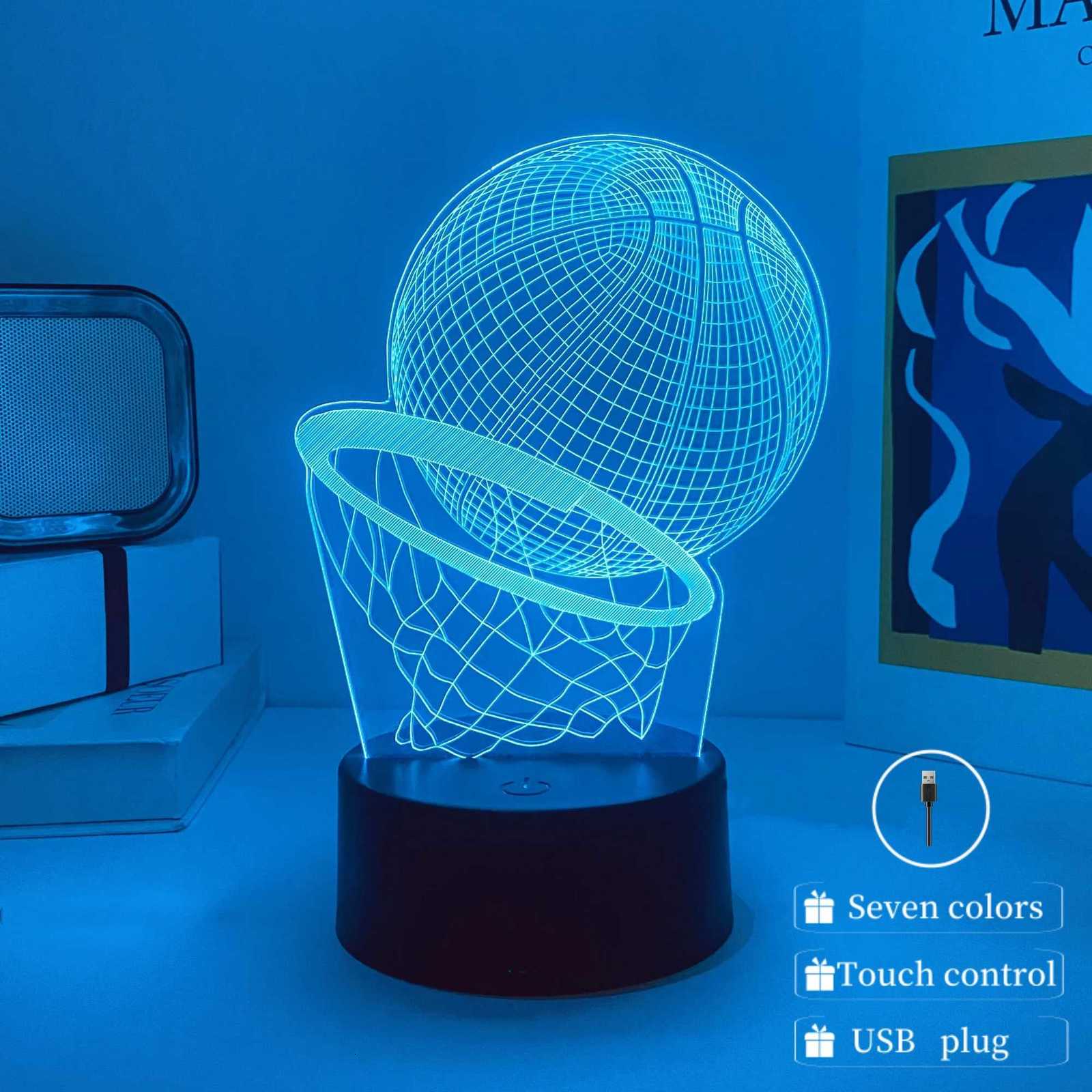 1pcs Basketball Pattern 3D Nightlight USB Atmosphere Decorative Light Holiday Gift Table Light for Family and Friends. XJ250725