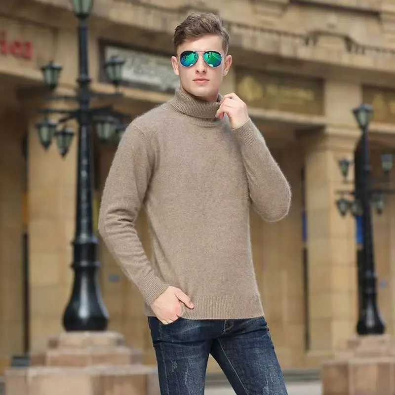 100% Male Mink Cashmere Sweater Solid Color Turtleneck Thick Autumn And Winter Loose Large Size Turtleneck Wool Bottoming Shirt Z250725