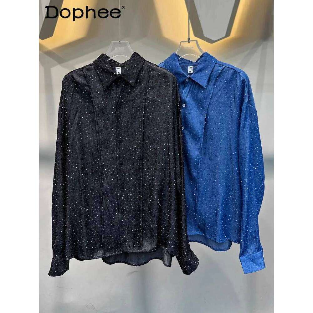 Solid Color Long-Sleeve Shirts Men's High-End Babysbreath Hot Dia Design Tops Fashion Personality Loose Handsome Shirt