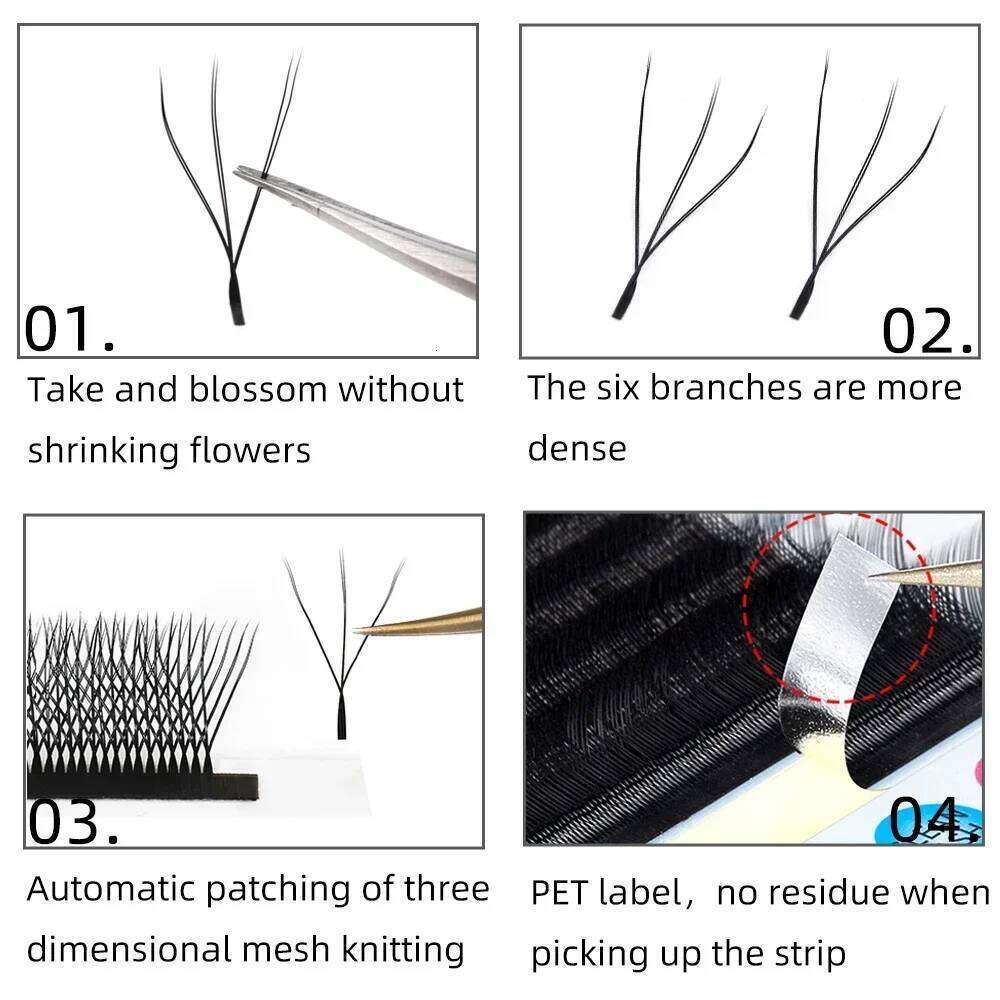 Yelix Cilios 5D W Shape Eyelash Extensions 4D/6D/8D Premade Volume Fans Natural Soft Automatic Flowering Lash Makeup Supplies X250725