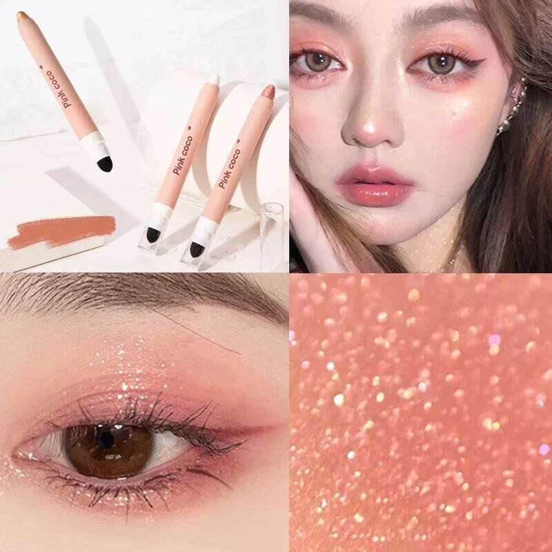 2 in 1 Pearly Stick Pencil Waterproof Glitter Matte Makeup High Pigmented Eyelid Under Crease Eyeshadow Pen X250726