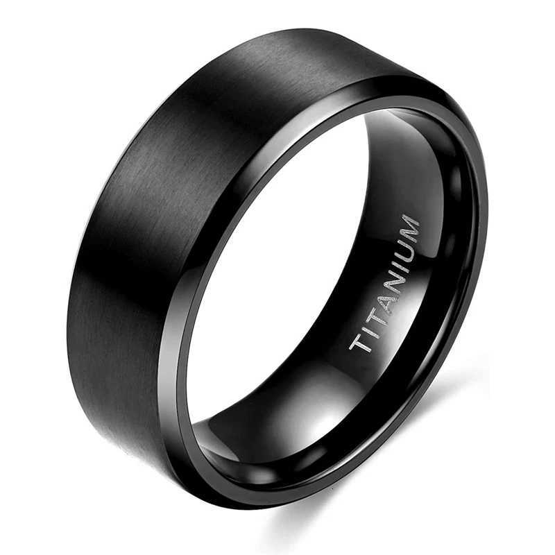 TIGRADE 6mm 8mm Titanium Ring Mens Black Matte Wedding Engagement Band Brush Neutral Couple Ring Comfortable Fit W250417