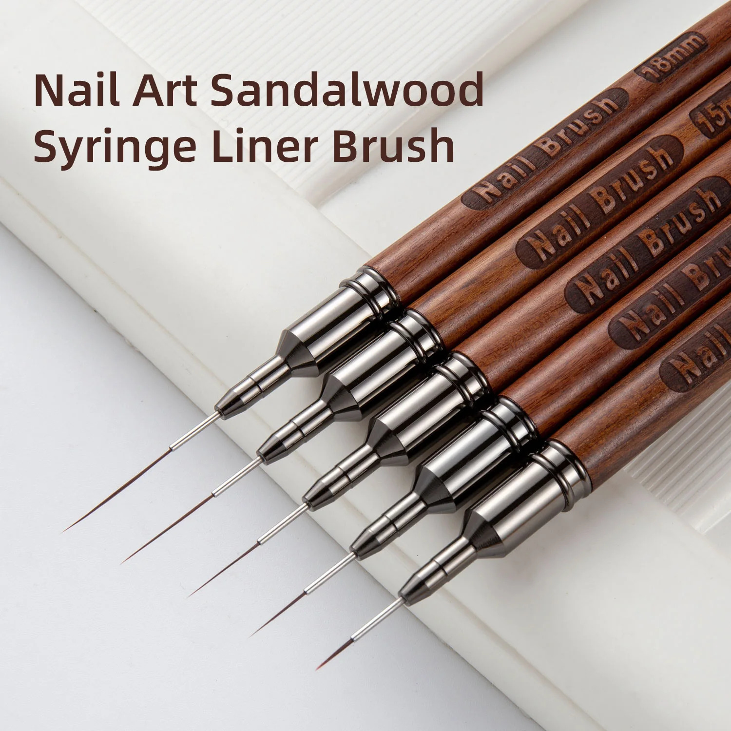 1PC Round Wood Handle Nail Art Liner Brush DIY Painting Pen Sandalwood Syringe Brushes Drawing Fine Lines Stripe Pen UV Gel Nail 250716