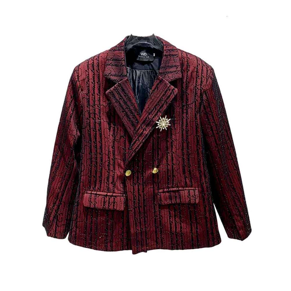 High-End Sequined Blazers Men's 2024 Autumn Embroidery Design Trendy Male Jacket Shoulder Padded Long-Sleeved Suit Jackets
