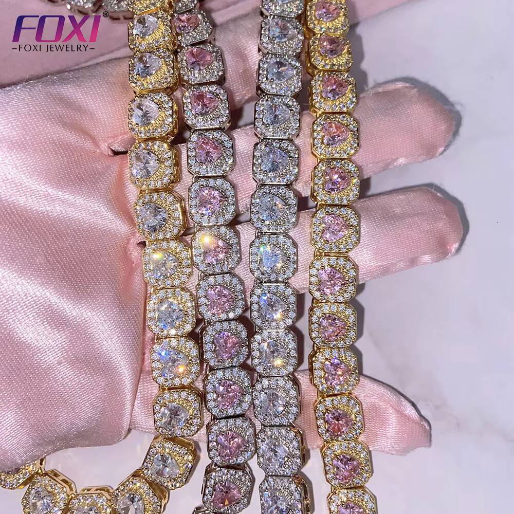 Pink Heart Gemstone Necklace Women Fashion Gold Plated Diamond Necklace Jewelry