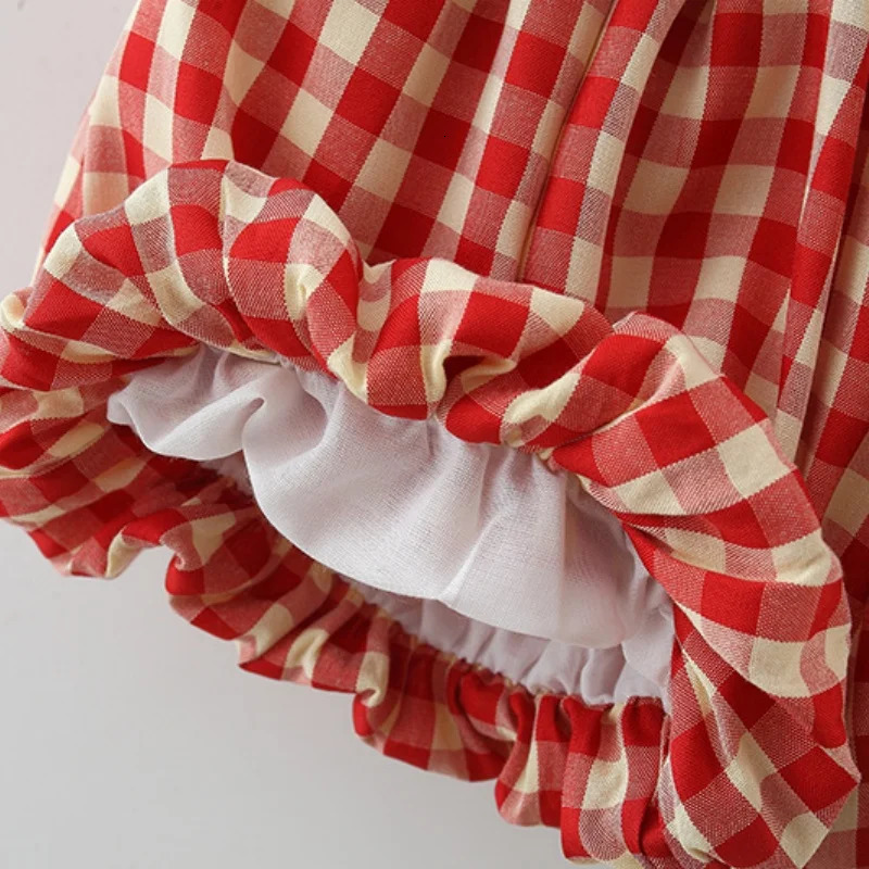 Baby Girl Suit Summer Cherry Plaid Camisole Top Shorts Girls Sweet Beachwear 250725