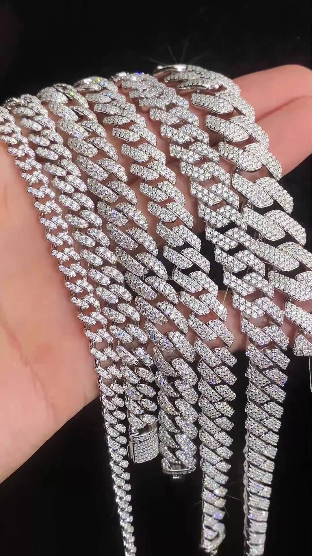 Wholesale Price S925 Silver 6mm 8mm 10mm 12mm 15mm Iced Out D VVS Moissanite Cuban Chain Bracelet Necklace for Women Men