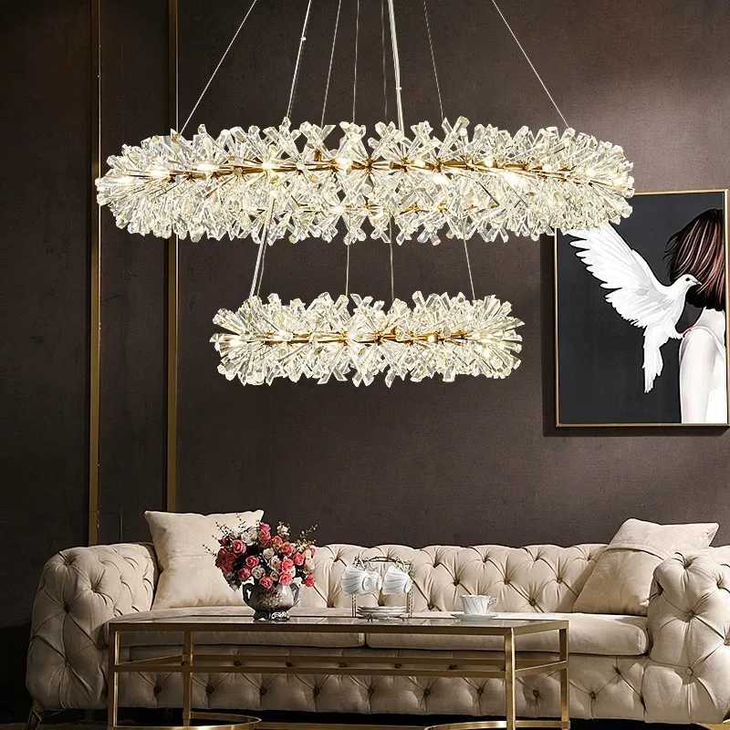 New Crystal Flower Ceiling Chandelier Led Luxury Indoor Light Home Decoration for Living Room Master Bedroom Restaurant G4 BulbXJ250725