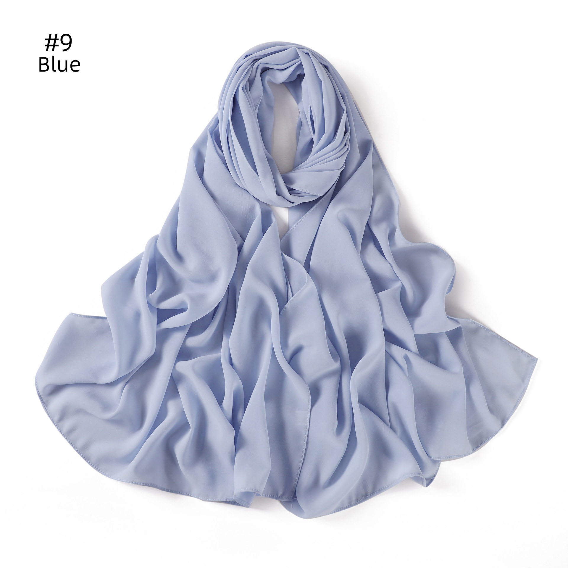 K1479 High quality solid color drape thick messy chiffon right angle edge soft scarf shawl