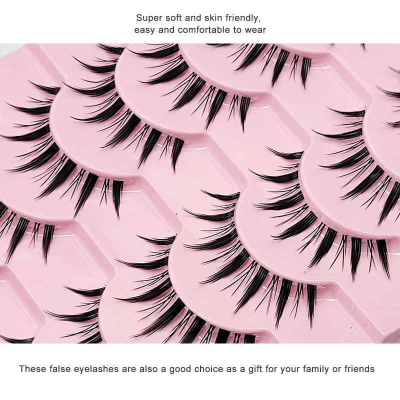 10 pairs Natural Lashes Manga Full Strip Makeup Bulk Wholesale Drop Eyelash Anime False 250714