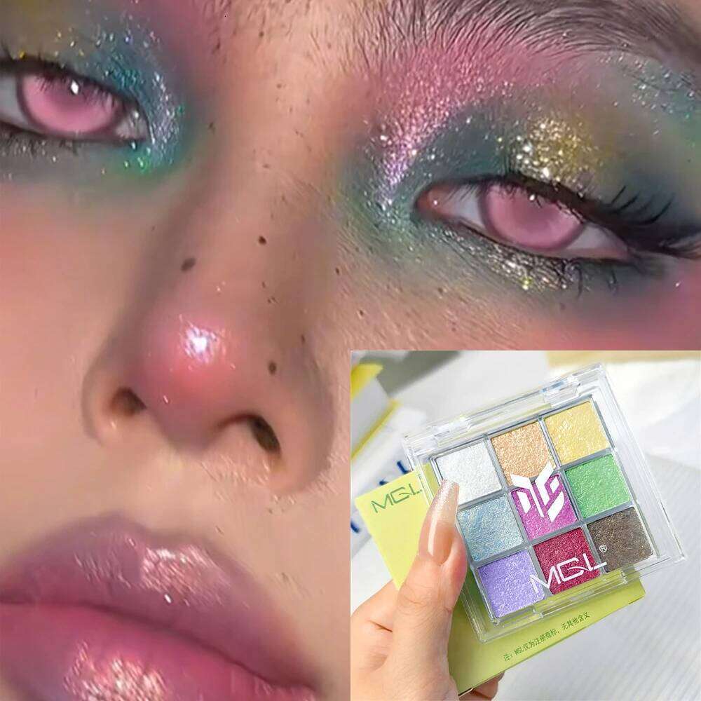 Polarized Color-Change Eyeshadow Makeup Palette Nine colored Fluorescent Metallic Shiny Chameleon Eye Shadow Highgloss Powder