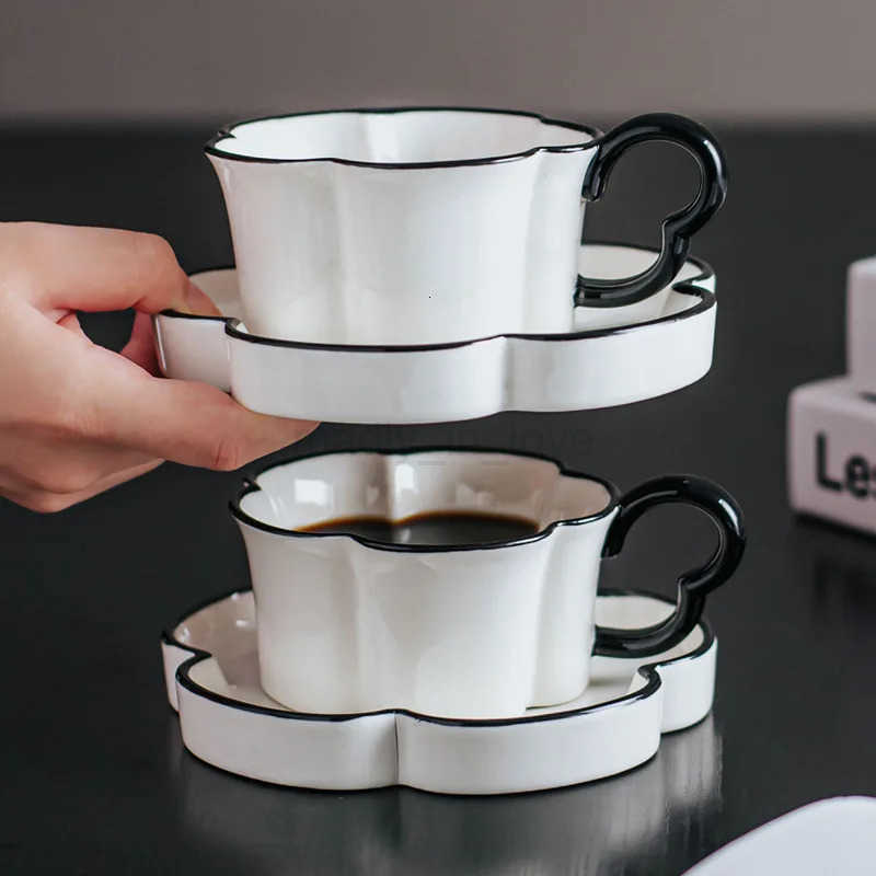 Coffee Mug Ceramic Latte Cup with Saucer Elegant Afternoon Tea Set M250726