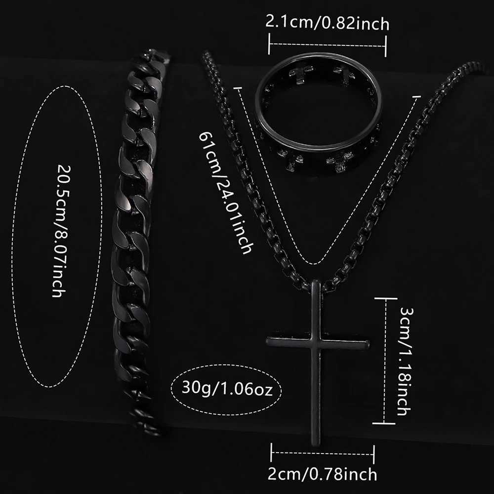 8PCS Mens Watch Set Business Fashion Quartz Watch Bracelet Necklace Ring Set Suitable for Daily Clothing Matching Perfect Gift X2507261