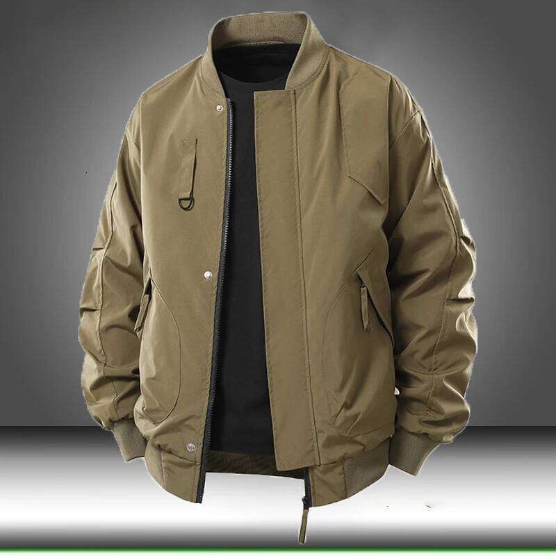 Jackets for Men Autumn Winter Baseball Fashion Casual Business Stand Collar Coat Solid Bomber Jacket Outwear Man Workwear