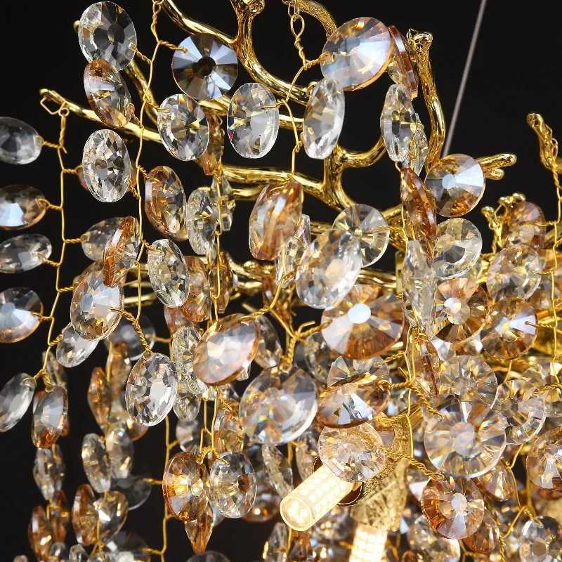 Chandelier with Crystals Lights Luxury Gold for Dining Room Kitchen Table Large Hanging Crystal Pendant Light Branch ChandeliersXJ250725