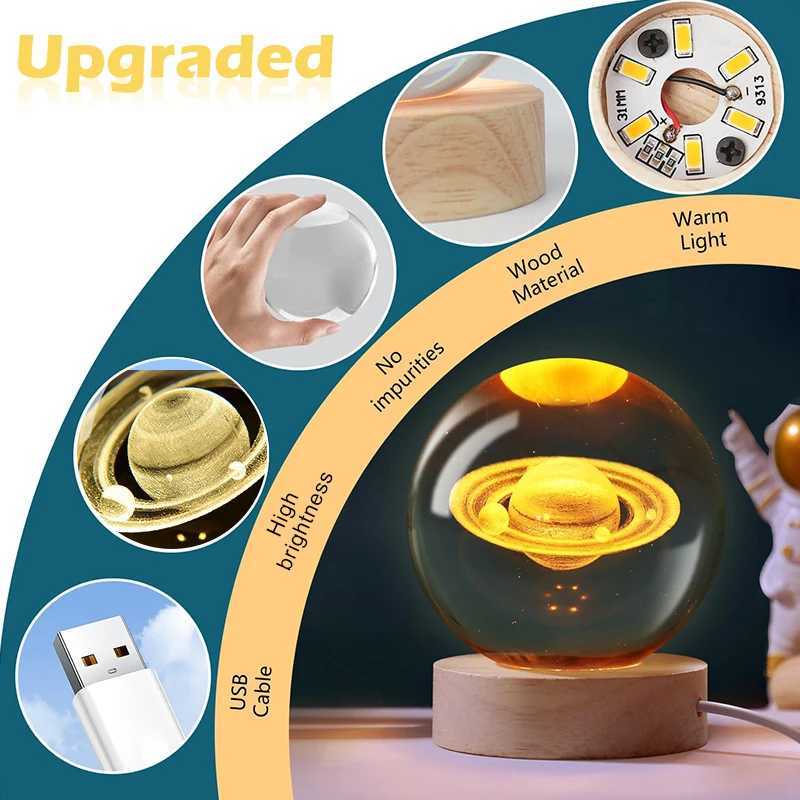 Crystal Ball Night Light LED Galaxy Children Night Lamp For Bedroom Ambient Light Creative Gift Night Light USB LED Light XJ250725