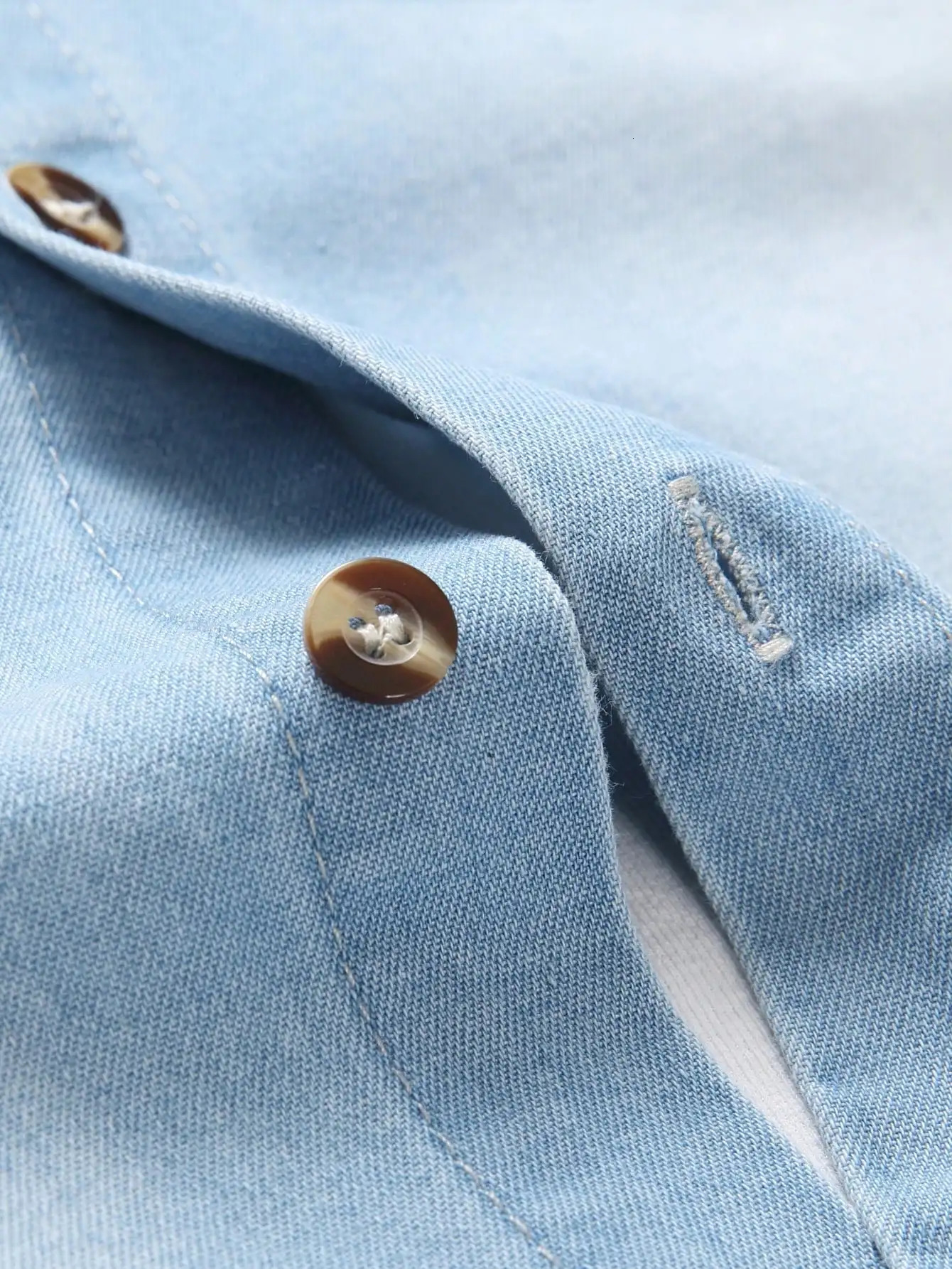 Mens summer blue shortsleeved denim shirt Regular size Casual trendy street style 250725