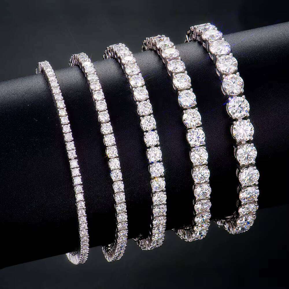 Factory Wholesale 2-6mm Iced Jewelry Sterling Sier VVS Graded Mossanite Moissanite Dia Tennis Chain Bracelet Gift