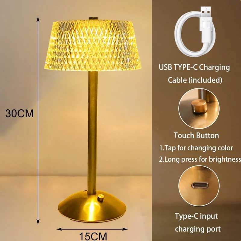 Crystal Table Lamps Diamond Retro Led Bar Desk Lamp USB Rechargeable Eye Protection Night Light for Bedroom Hotel Office Wedding XJ250725
